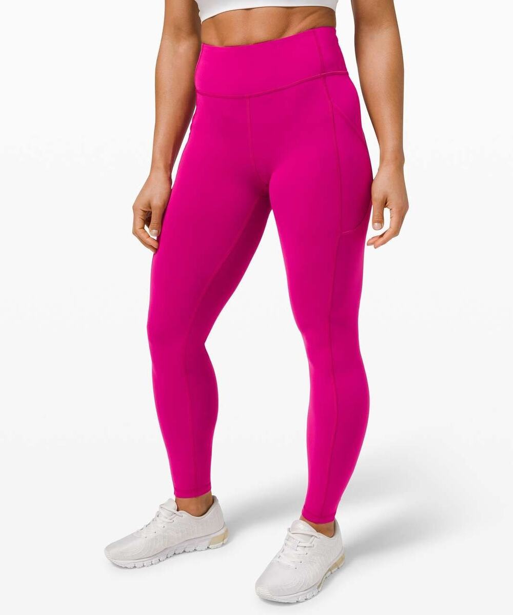Lululemon Invigorate High Rise Leggings Pockets Size 4 Pink Yoga Workout Gym